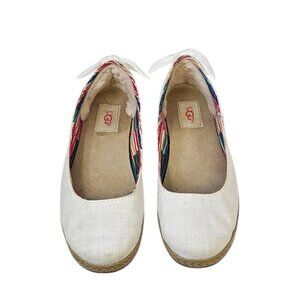 UGG Womens Perrie Classic Comfort Loafer Slip On Flats, Canvas, Bow, Size 8